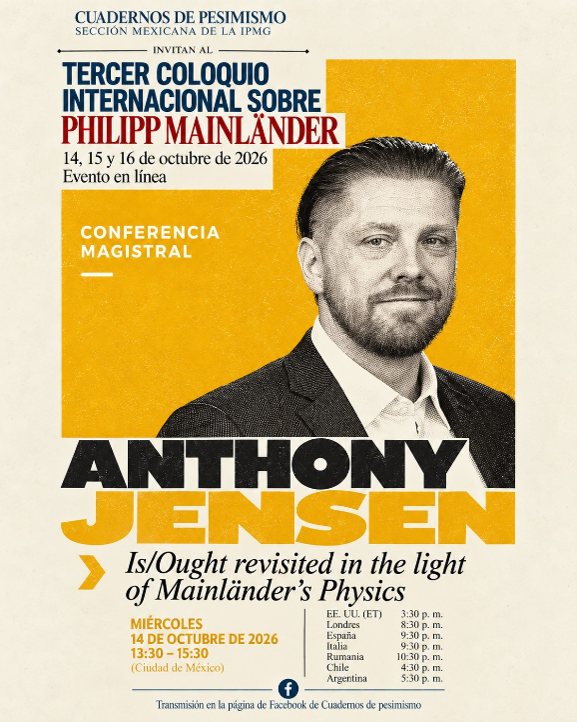 A poster for the Keynote Address at International Mainländer Colloquium